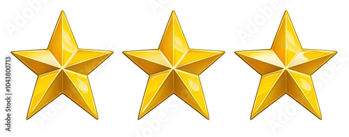 3 yellow stars, PNG