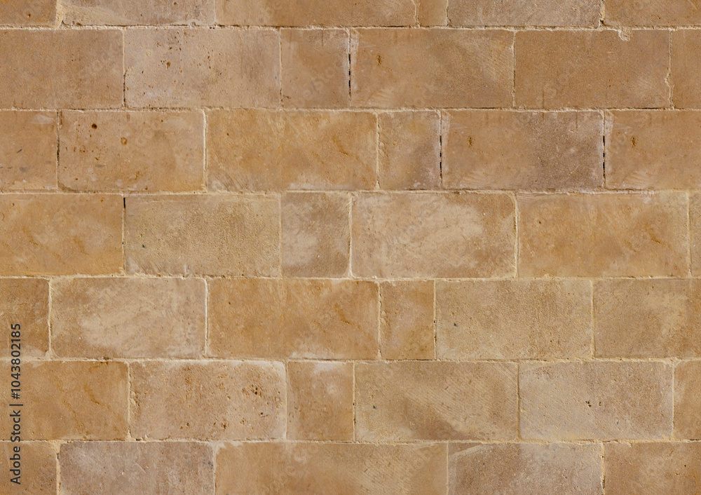 Fototapeta premium Seamless beige stone wall texture with natural patterns and subtle variations in tone