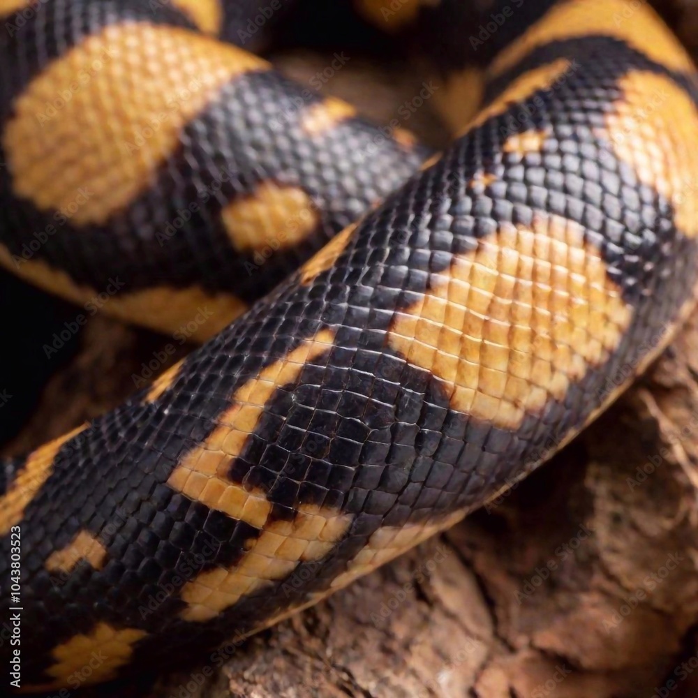 Obraz premium extreme macro shot of a snake scales shedding, with the old skin in sharp focus as it peels away, while the newly exposed scales and background blur softly, symbolizing renewal