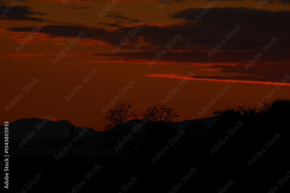 Spectacular sunset in the sky of Sacile, Italy Spectacular sunset in the sky of Sacile, Italy