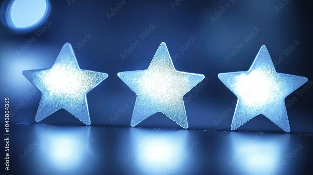 Obraz premium Five bright stars lighting up on a rating interface, representing customer satisfaction