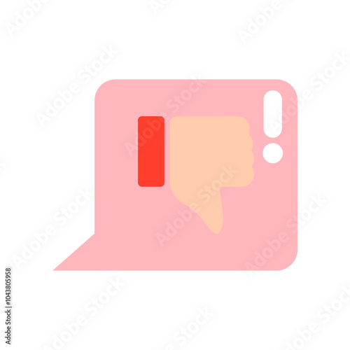 Customer service dissatisfied thumbs down speech bubble.  Evaluation, review, feedback, communication, comment, quality concept. Flat vector design isolated illustration.