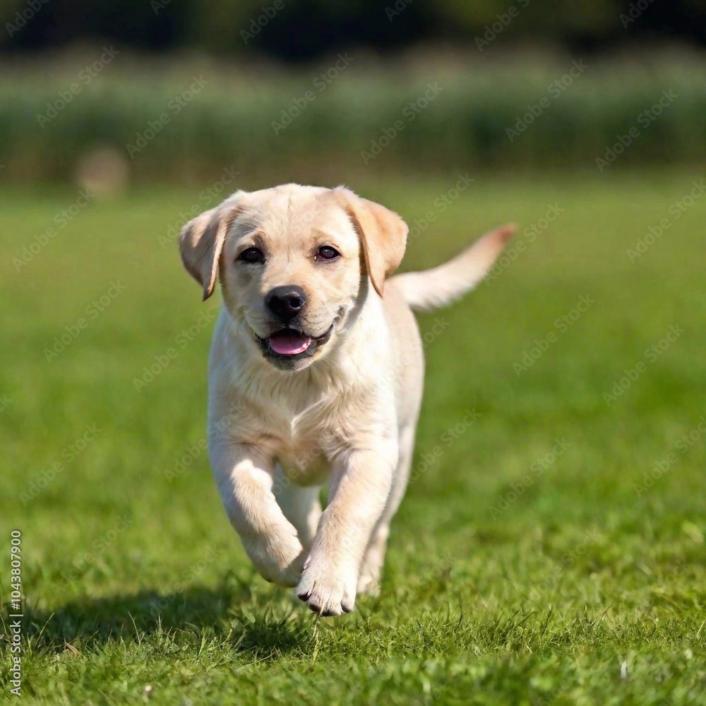 cute puppy labrador retriever running outdoors in the park cute puppy labrador retriever running outdoors in the park