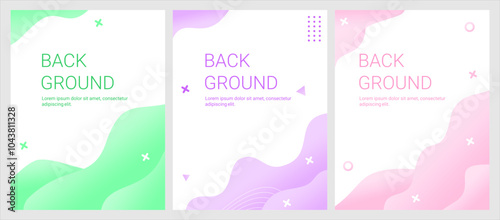 Modern Abstract Background Bundle Set with Fluid Shapes and Mint Green, Lavender Purple, and Pink Pastel Colors. Minimalist Design Templates for Social Media Posts and Marketing.