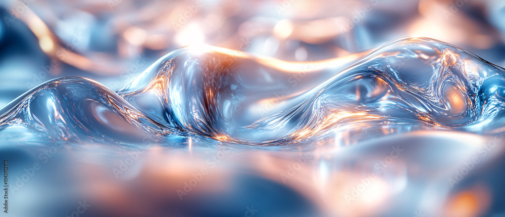 Abstract Liquid Metal Surface with Blue and Orange Hues Abstract Liquid Metal Surface with Blue and Orange Hues