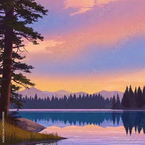 sunset over the lake