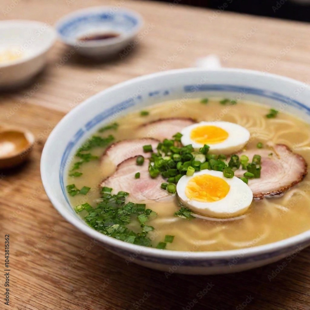 japanese ramen soup with pork, egg and mushrooms japanese ramen soup with pork, egg and mushrooms