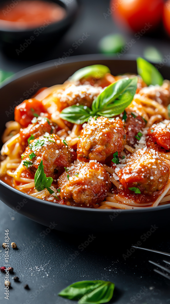 Delicious spaghetti and meatballs with fresh basil a culinary delight for every occasion Delicious spaghetti and meatballs with fresh basil a culinary delight for every occasion