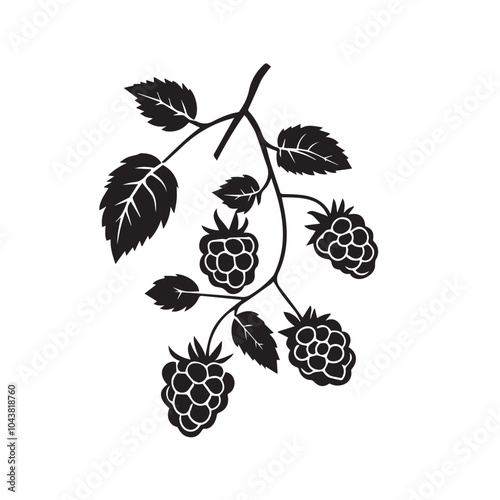 Raspberries In cartoon, hand-drawn flat style. image for social media, websites and UI. Isolated 2D vector design in logo, icon, sketch style, simple line vector, single color. AI Generative Art.