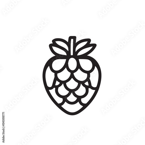 Raspberries In cartoon, hand-drawn flat style. image for social media, websites and UI. Isolated 2D vector design in logo, icon, sketch style, simple line vector, single color. AI Generative Art.
