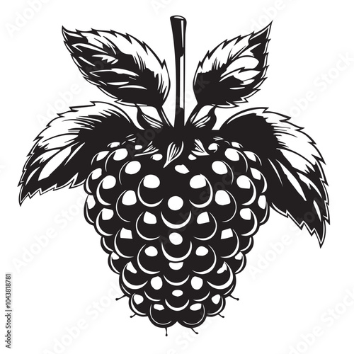 Raspberries In cartoon, hand-drawn flat style. image for social media, websites and UI. Isolated 2D vector design in logo, icon, sketch style, simple line vector, single color. AI Generative Art.