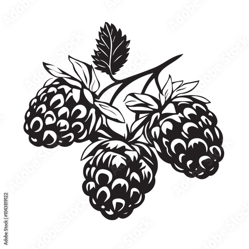 Raspberries In cartoon, hand-drawn flat style. image for social media, websites and UI. Isolated 2D vector design in logo, icon, sketch style, simple line vector, single color. AI Generative Art.