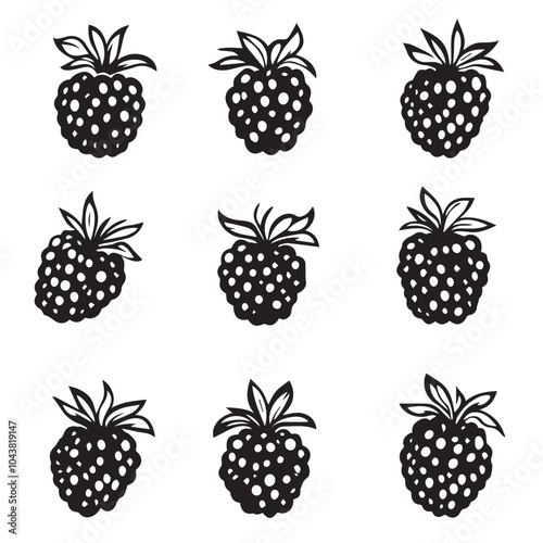 Raspberries In cartoon, hand-drawn flat style. image for social media, websites and UI. Isolated 2D vector design in logo, icon, sketch style, simple line vector, single color. AI Generative Art.