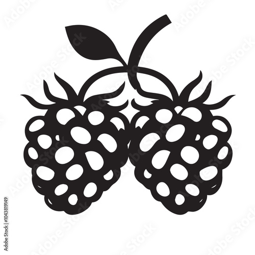 Raspberries In cartoon, hand-drawn flat style. image for social media, websites and UI. Isolated 2D vector design in logo, icon, sketch style, simple line vector, single color. AI Generative Art.