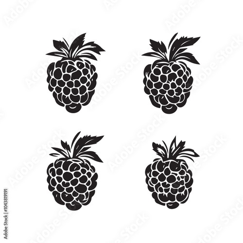 Raspberries In cartoon, hand-drawn flat style. image for social media, websites and UI. Isolated 2D vector design in logo, icon, sketch style, simple line vector, single color. AI Generative Art.