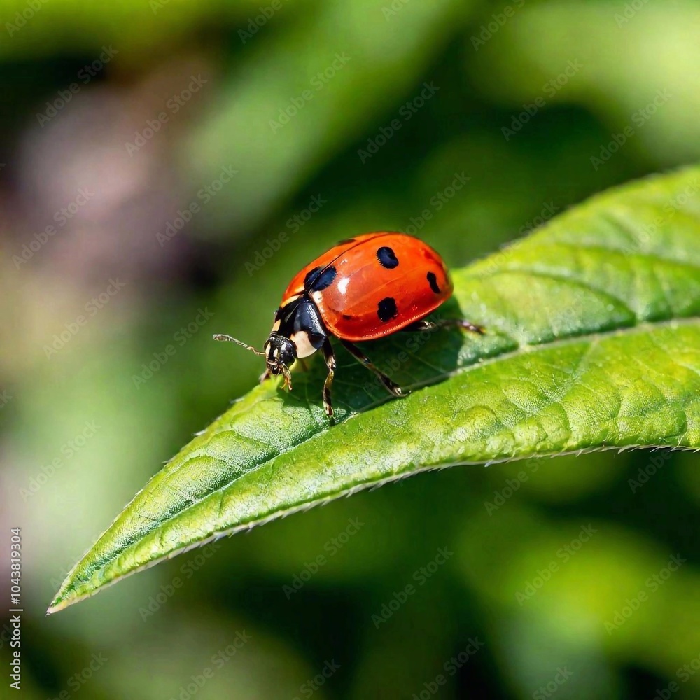 A macro shot of a ladybug on a leaf, with deep focus highlighting the fine details of its spots, the texture of its shell, and the leaf's surface, all while maintaining a sharp focus on the insect A macro shot of a ladybug on a leaf, with deep focus highlighting the fine details of its spots, the texture of its shell, and the leaf's surface, all while maintaining a sharp focus on the insect