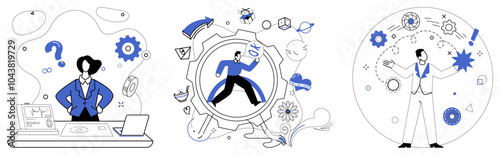 Risk management vector illustration. Risk management is key unlocks door to safety in labyrinth financial challenges Dangerous territories economy are conquered through strategic art risk management