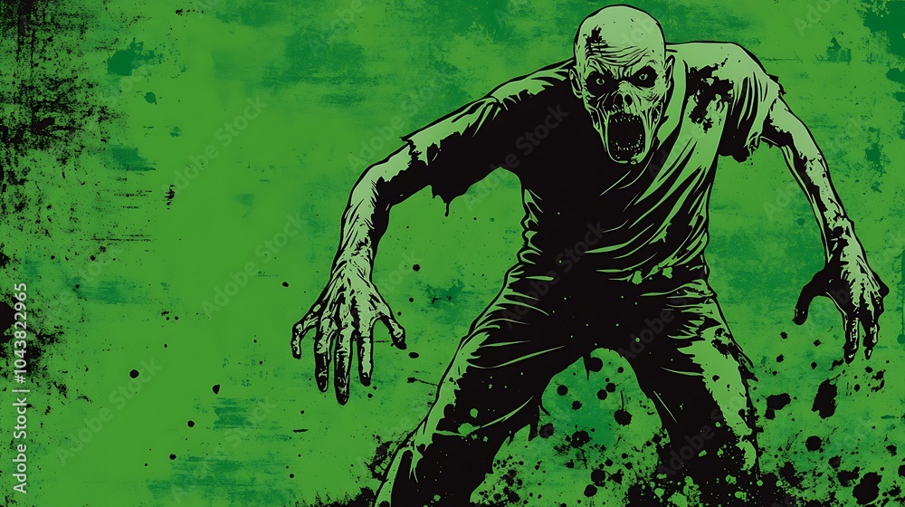 Fototapeta premium Menacing Zombie Emerging from the Ground