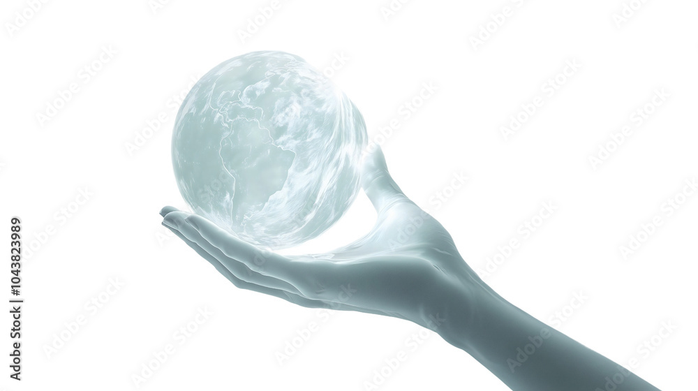 Man holding the Earth in his hands, symbolizing stewardship and responsibility for the planet, with a thoughtful expression, conveying a sense of connection to nature, isolated transparent. Man holding the Earth in his hands, symbolizing stewardship and responsibility for the planet, with a thoughtful expression, conveying a sense of connection to nature, isolated transparent.