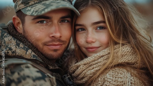 emotional reunion between a military father and daughter capturing the heartfelt moment filled with joy love and relief in a warm embrace