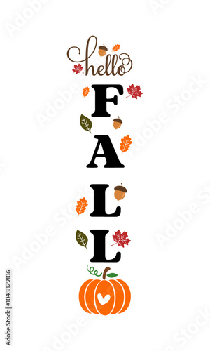 Hello Fall Porch Sign Svg, Fall Porch Svg, Autumn Sign Design, Fall Welcome, Farmhouse Sign Svg, Cricut Designs, Silhouette Files, Svg Files for Cricut