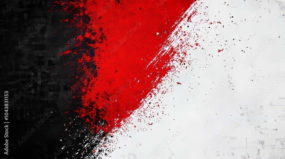 Abstract red, black, and white paint strokes on a textured background. Abstract red, black, and white paint strokes on a textured background.