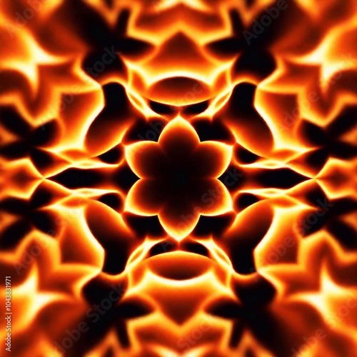 An extreme macro illustration of abstract fire patterns in cartoon style, with rack focus to bring out the intricate and exaggerated shapes of the flames, viewed from eye level.