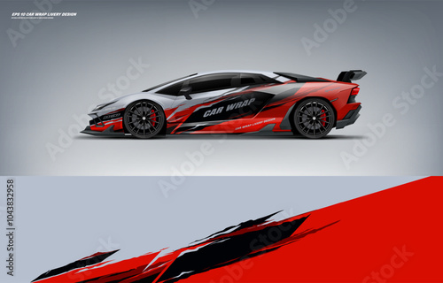 Modern Racing super car and sport car touch of red wrap livery design vector eps 10 decal printable file fit ready print on super car and sport car