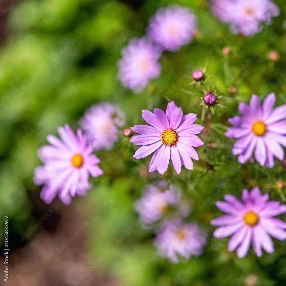 Fototapeta premium Capture a macro view of a cluster of spring flowers, highlighting the fine details of their stamens and pistils. Emphasize the subtle variations in color and texture, with a shallow depth of field to