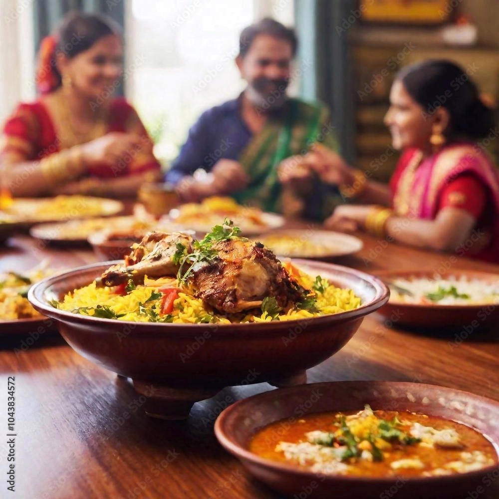 indian family food at table, celebrating festive meal indian family food at table, celebrating festive meal