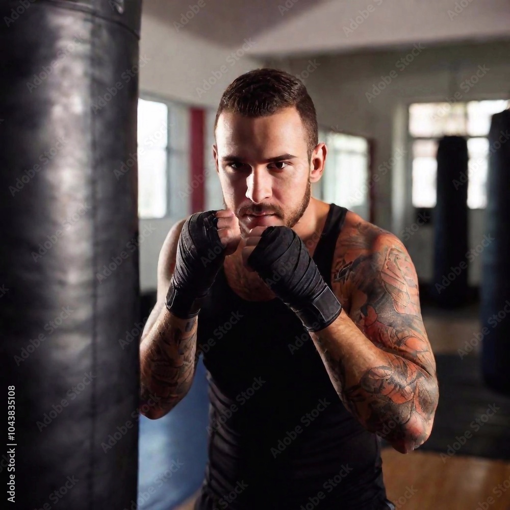 boxer in boxing ring in the gym. boxing boxer training in gym boxer in boxing ring in the gym. boxing boxer training in gym