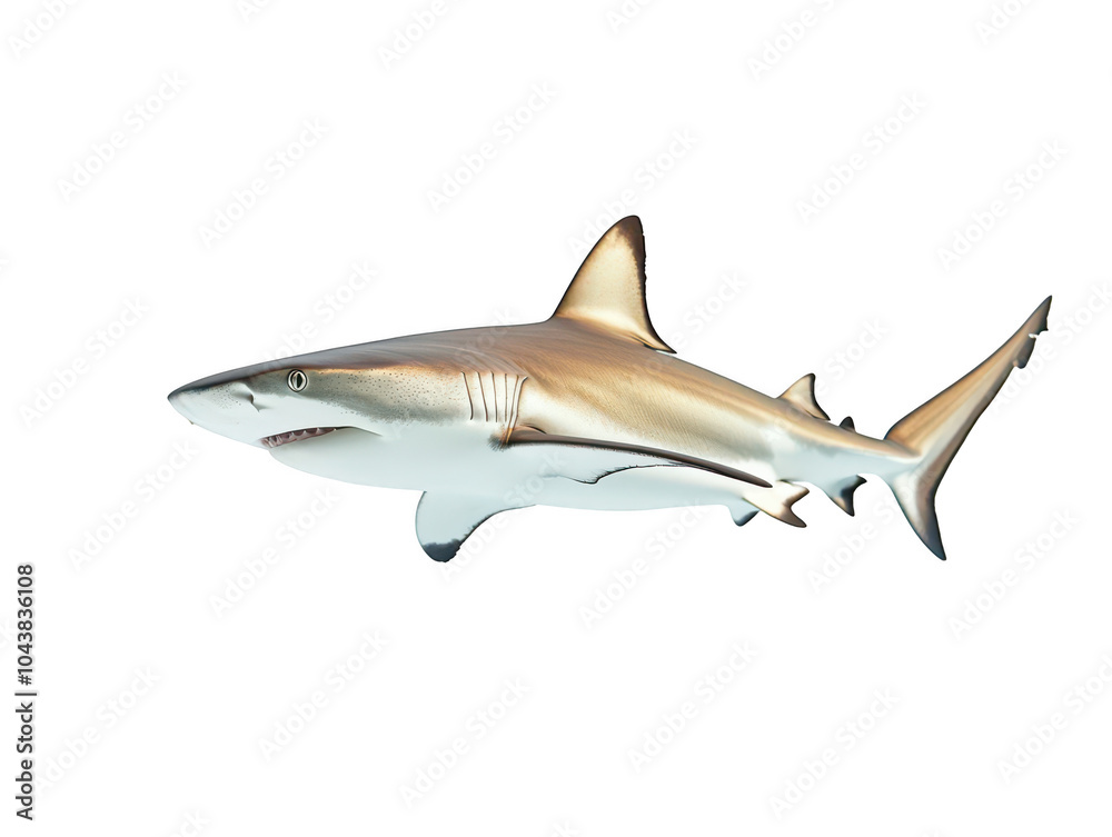 Fototapeta premium Close-up of a sleek shark swimming gracefully in clear water.