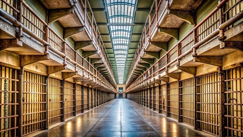 Prison corridor inside Alcatraz Penitentiary