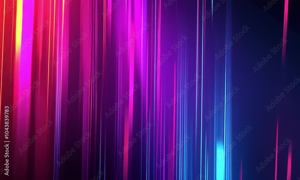 Abstract background with neon light lines and vertical stripes, digital technology concept