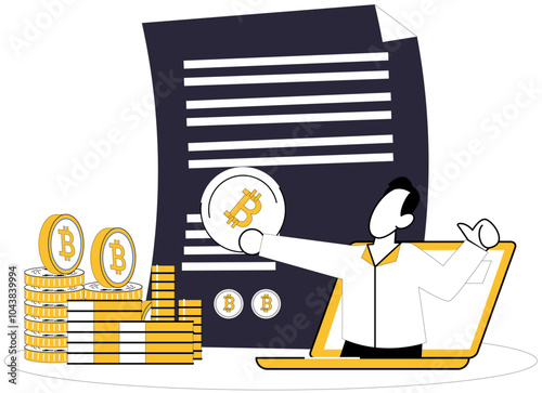 Cryptocurrency investment vector illustration. Banking on cryptocurrency yields profit in ever-evolving digital landscape The coin success in cryptocurrency investing is diversified portfolio