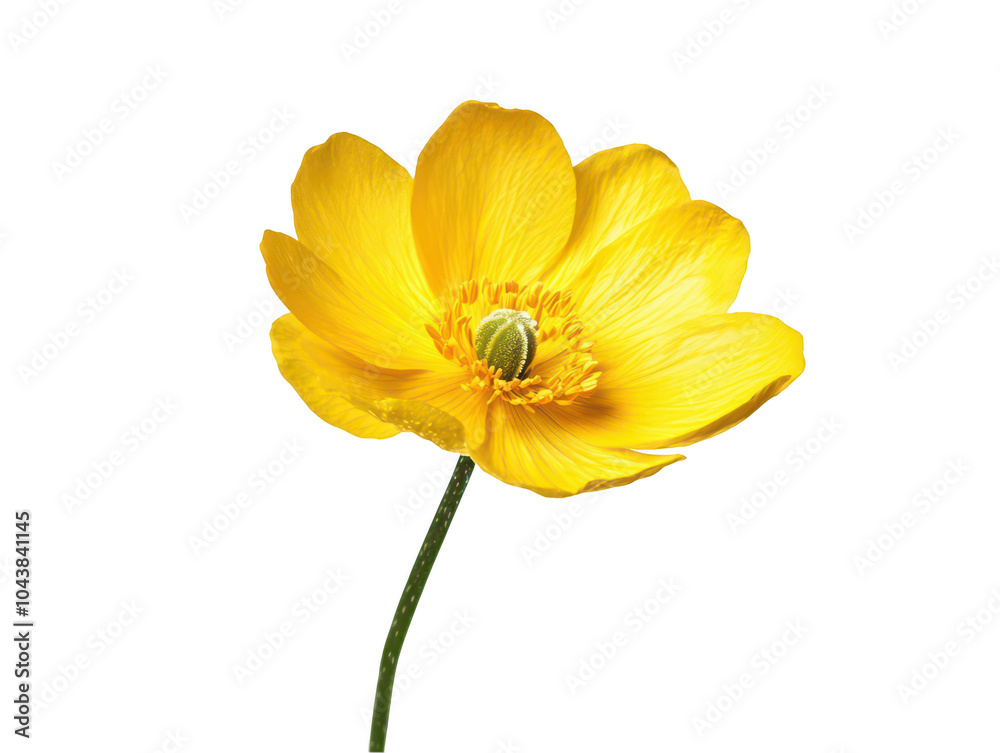Vibrant yellow flower in full bloom on a clear background. Vibrant yellow flower in full bloom on a clear background.