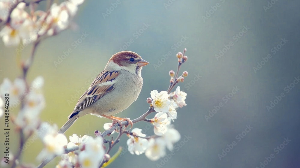 A Sparrow on a Branch of Blossoms A Sparrow on a Branch of Blossoms
