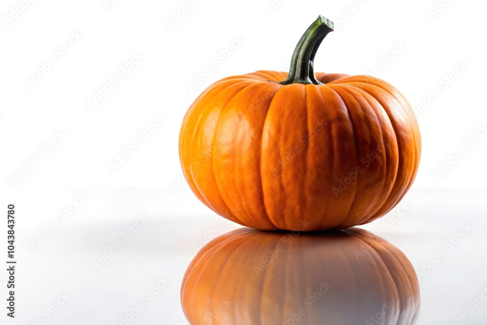 Pumpkin on white background with negative space reflected Pumpkin on white background with negative space reflected