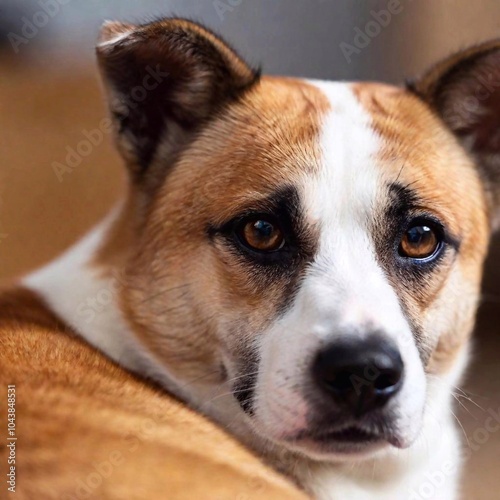 A close-up photo of a dog and cat gazing at each other, deep focus, eye-level shot highlighting their eye details and fur textures, offering a vivid portrait of their connection