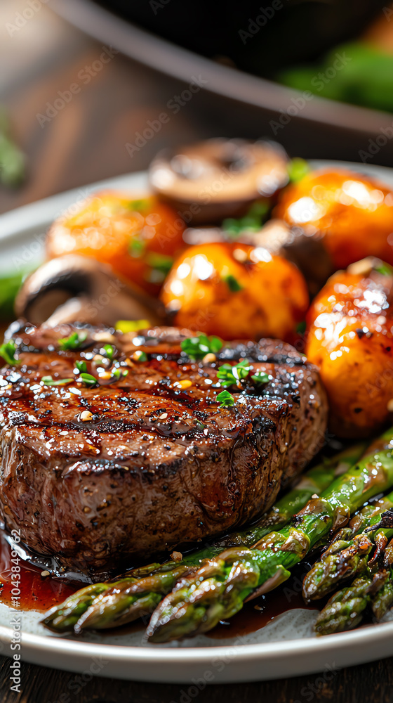 Savoring a perfectly grilled steak with roasted vegetables and aromatic herbs a culinary delight for food enthusiasts Savoring a perfectly grilled steak with roasted vegetables and aromatic herbs a culinary delight for food enthusiasts