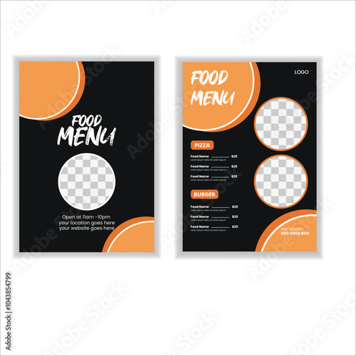 Food menu flyer template yellow color