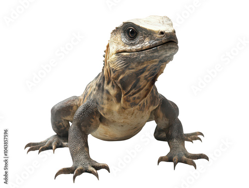 Close-up of a majestic iguana with textured skin and piercing eyes.