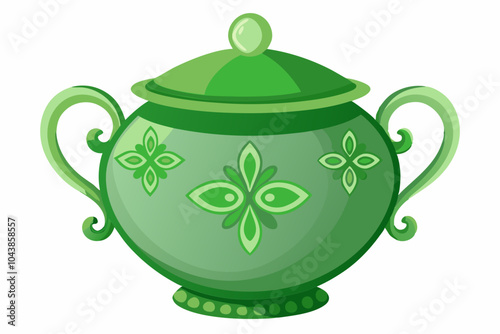 Green teapot isolated on white