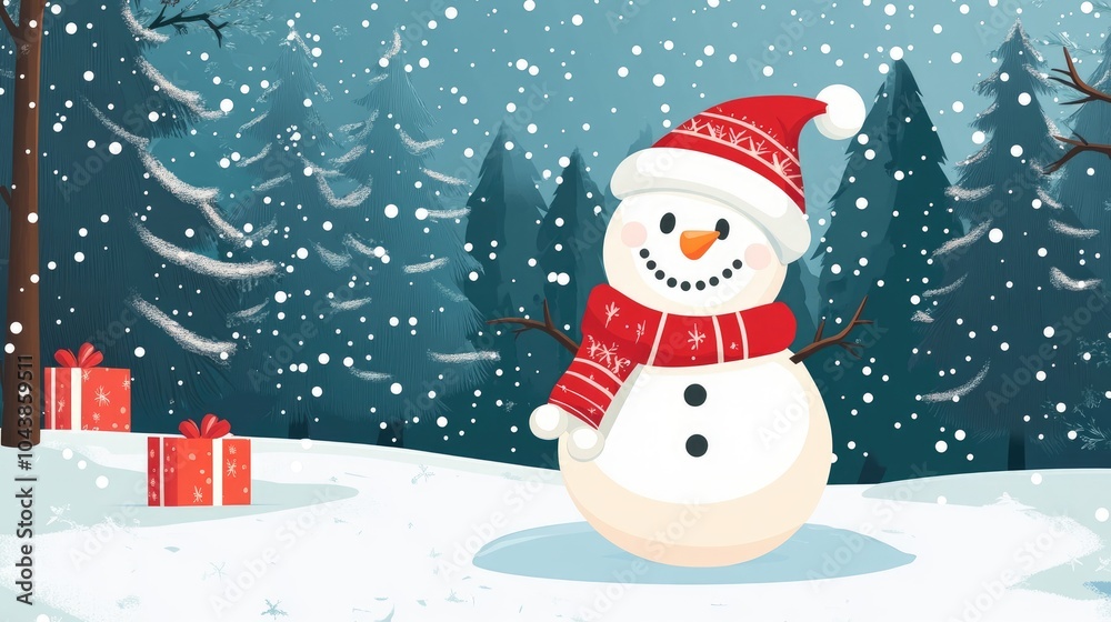 Christmas snowman flat design, winter wonderland theme, animation Christmas snowman flat design, winter wonderland theme, animation