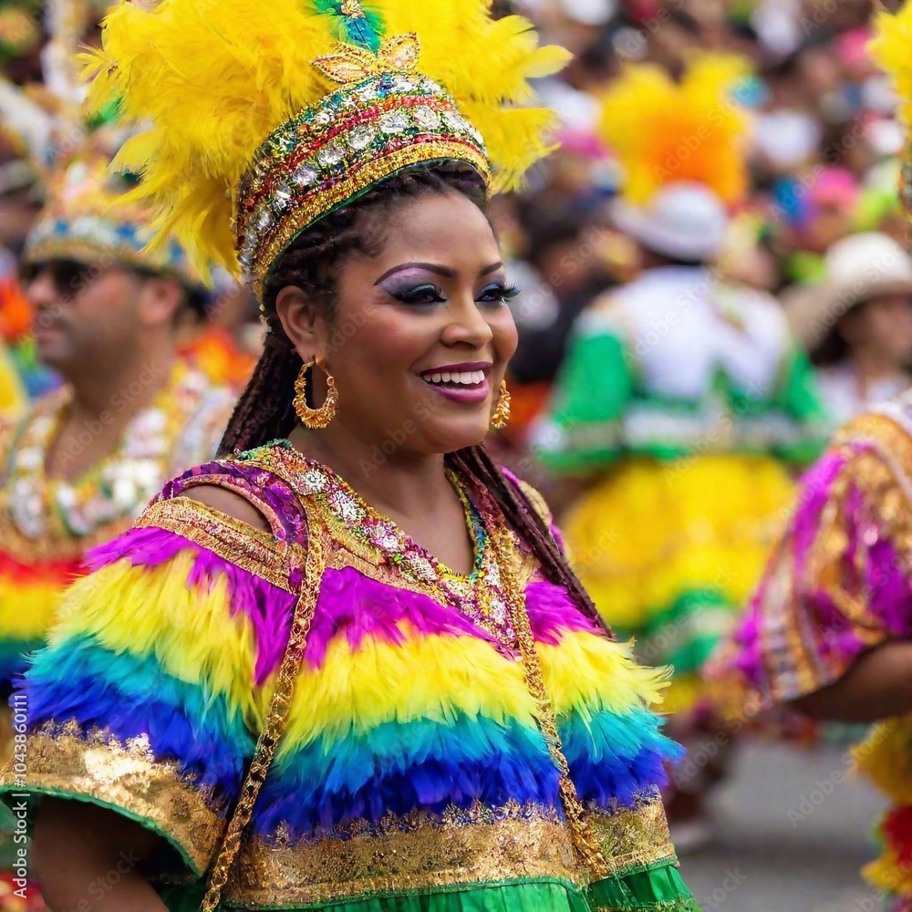 Fototapeta premium carnival, festival, beautiful festival of colorful participants in the streets of san miguel de carnaval, san miguel