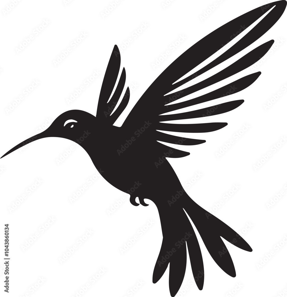 Obraz premium Flying Humming Bird silhouette vector style with white background 