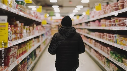 Wallpaper Mural Shopper in Store Aisle Surrounded by Overflowing Shelves Torontodigital.ca