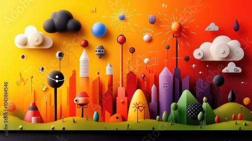 Colorful Cartoon Depiction of Electromagnetic Concepts