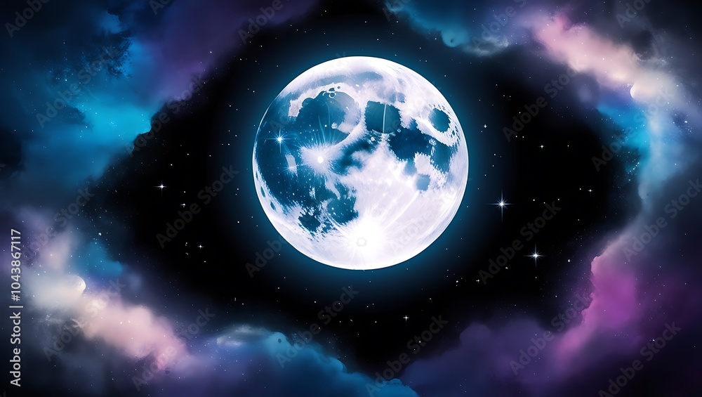 Beautiful moon wallpaper featuring glowing stars and soft night clouds Beautiful moon wallpaper featuring glowing stars and soft night clouds