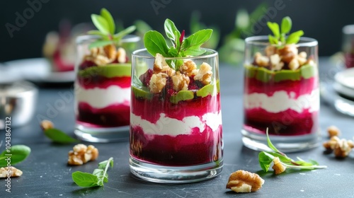 Rich Goat Cheese Verrine with Layers of Roasted Beets